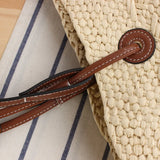 Geweven Strandtas met Leren Handvatten Zomer Design