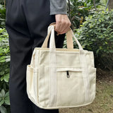 Zwarte Dames Shopper met Voorvak en Schouderriem