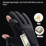 Touchscreen Handschoenen Zwart met Ritsvak