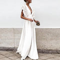 Witte Maxi Jurk met Volantmouwen.