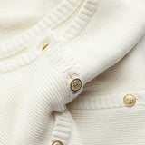 Witte Gebreide Mini Jurk met Knoopsluiting