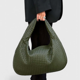 Dames Schoudertas Zwart met Gevlochten Design