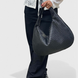 Dames Schoudertas Zwart met Gevlochten Design