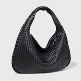 Dames Schoudertas Zwart met Gevlochten Design