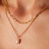 Dubbele Ketting met Parel Hanger Elegant Minimalistisch