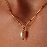 Dubbele Ketting met Parel Hanger Elegant Minimalistisch