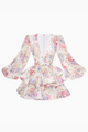 Witte Bloemenprint Mini Jurk met Volant Rok.