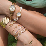 Goudkleurig Dameshorloge met Echte Natuurparels Armband
