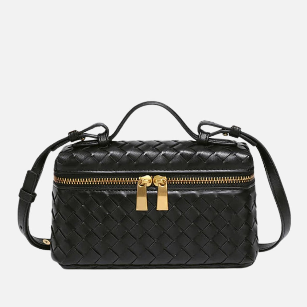 Luxe Gevlochten Handtas – Compacte Dames Tas voor Avond en Dag.