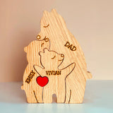 Gepersonaliseerde Houten Beren Familiepuzzel – Bruin