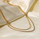 Dubbele Gouden Ketting met Fijne Schakel voor Elegante Look