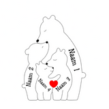 Gepersonaliseerde Houten Beren Familiepuzzel – Bruin