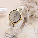 Dames quartz horloge met vegan leren band
