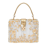Dames Handtas Wit met Gouden Bloemendetails