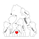 Gepersonaliseerde Houten Beren Familiepuzzel – Bruin