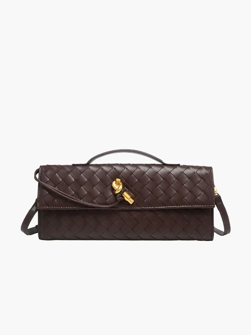 Gevlochten Clutch Tas met Luxe Sluiting.