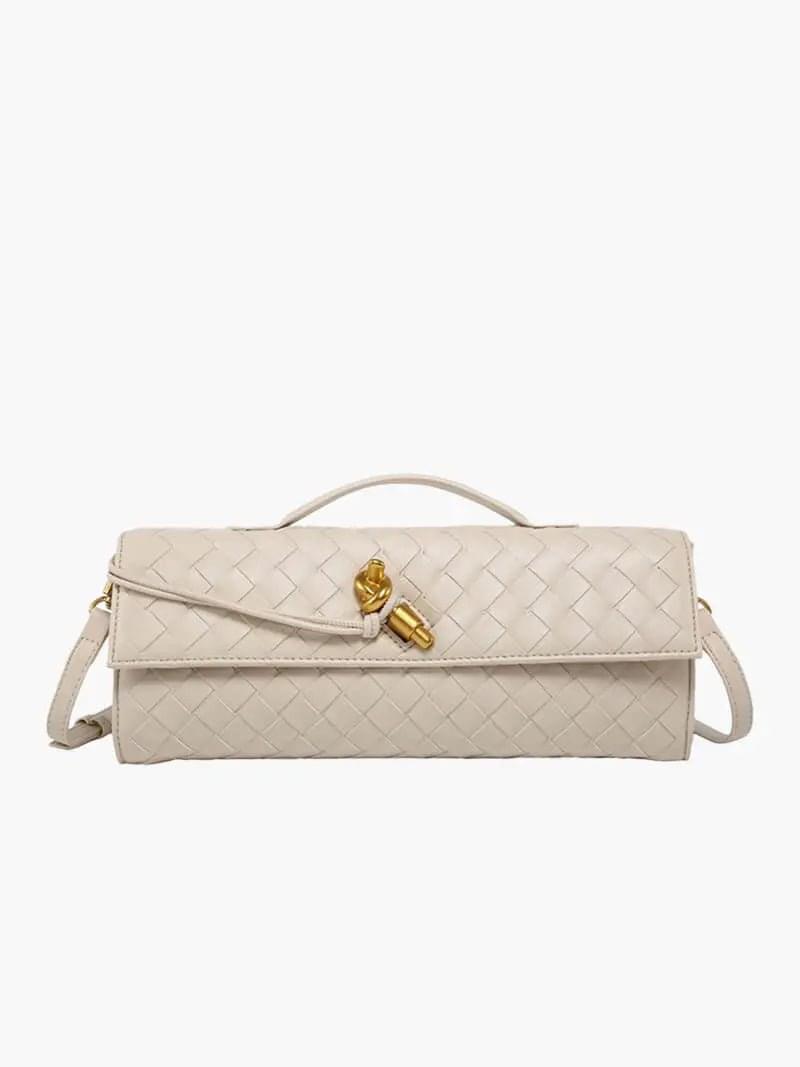 Gevlochten Clutch Tas met Luxe Sluiting.