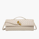 Gevlochten Clutch Tas met Luxe Sluiting.