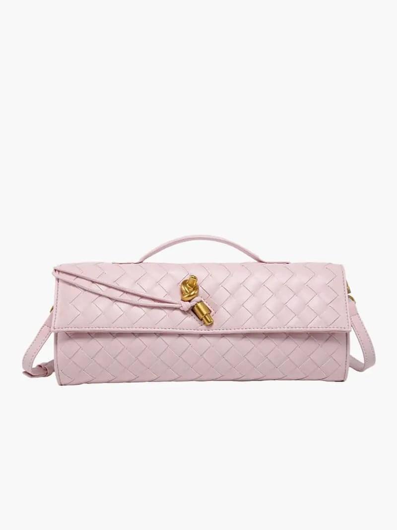 Gevlochten Clutch Tas met Luxe Sluiting.