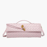 Gevlochten Clutch Tas met Luxe Sluiting.