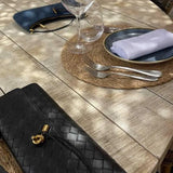 Gevlochten Clutch Tas met Luxe Sluiting