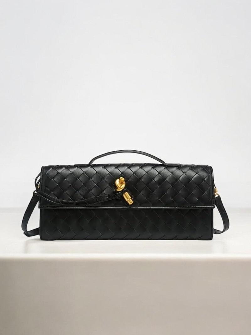 Gevlochten Clutch Tas met Luxe Sluiting.