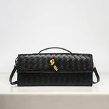 Gevlochten Clutch Tas met Luxe Sluiting.