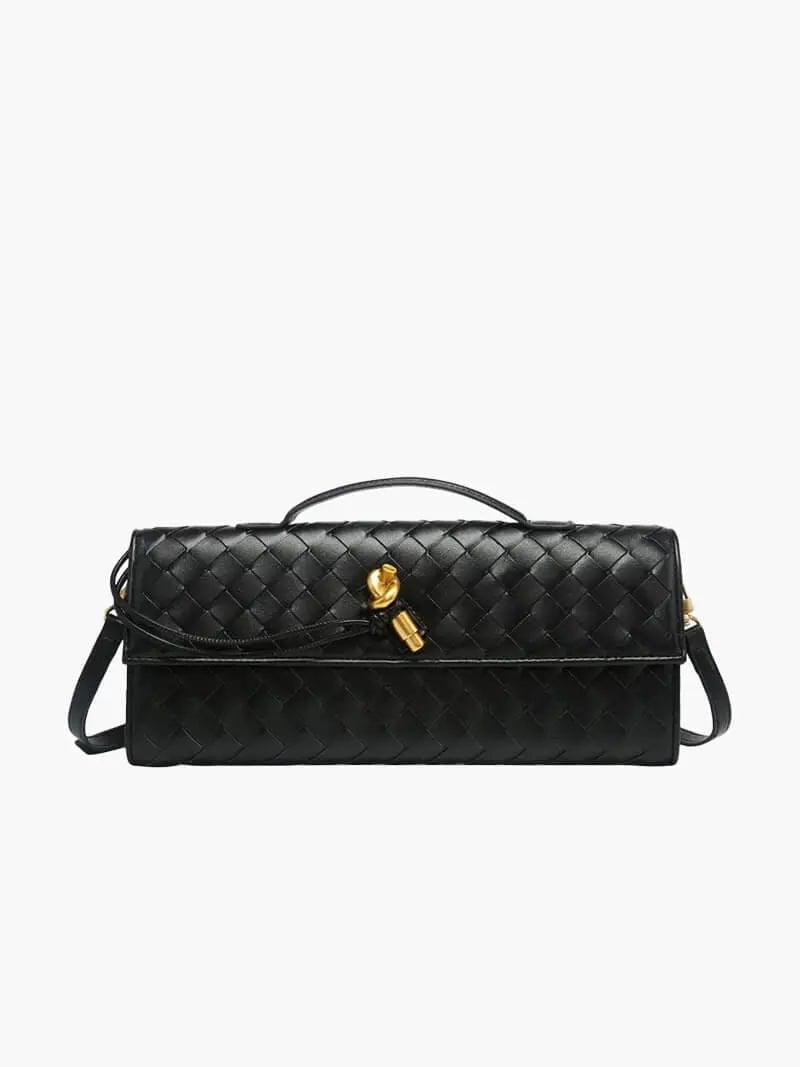 Gevlochten Clutch Tas met Luxe Sluiting.