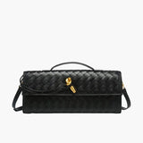 Gevlochten Clutch Tas met Luxe Sluiting.