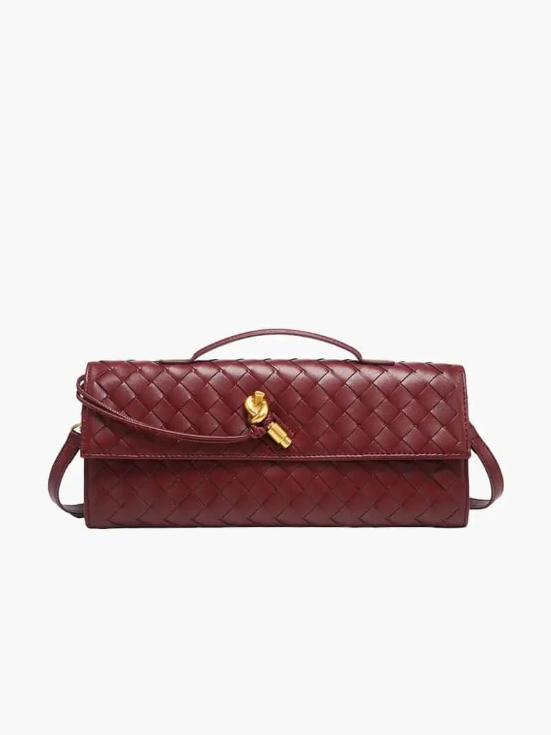 Gevlochten Clutch Tas met Luxe Sluiting.