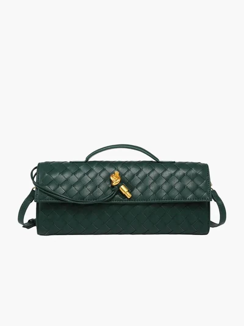 Gevlochten Clutch Tas met Luxe Sluiting.