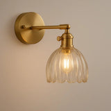 Goudkleurige Wandlamp met Glazen Kap