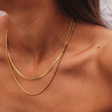 Dubbele Gouden Ketting met Fijne Schakel voor Elegante Look