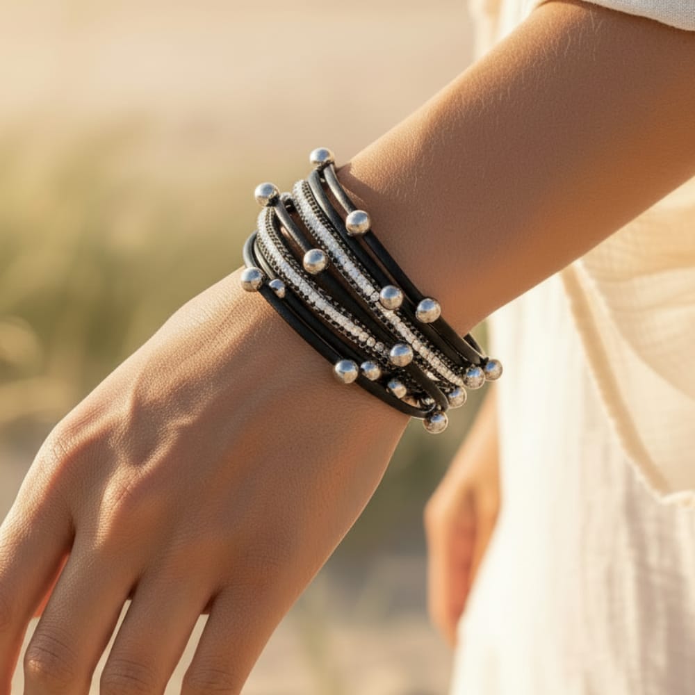 Gelaagde Boho Armband met Kristalaccenten voor Dames