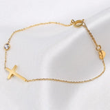 Dames schakelarmband met fijn kruisdesign, verstelbaar