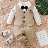 Baby Jongens Pak Beige met Vlinderdas