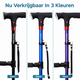 Zwarte Opvouwbare Wandelstok met LED en Alarm