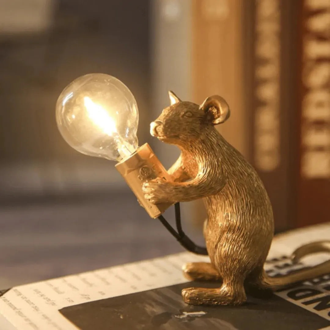 Goudkleurige Muis Tafellamp met Lichtbol