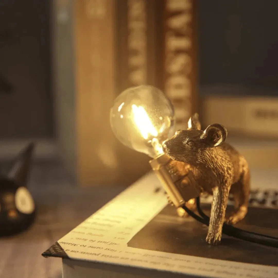Goudkleurige Muis Tafellamp met Lichtbol