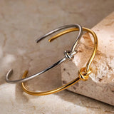 Verstelbare Knoop Cuff Armband van Roestvrij Staal
