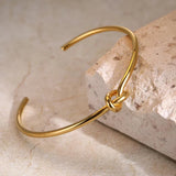 Verstelbare Knoop Cuff Armband van Roestvrij Staal