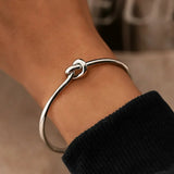 Verstelbare Knoop Cuff Armband van Roestvrij Staal