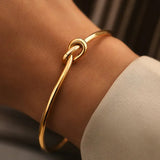 Verstelbare Knoop Cuff Armband van Roestvrij Staal