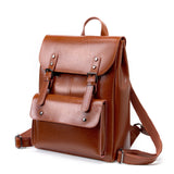 Leren Rugzak met Vintage Design en Gesp Sluiting