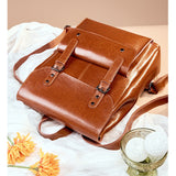 Leren Rugzak met Vintage Design en Gesp Sluiting