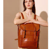 Leren Rugzak met Vintage Design en Gesp Sluiting