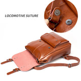 Leren Rugzak met Vintage Design en Gesp Sluiting
