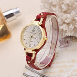 Dames quartz horloge met vegan leren band