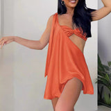 Oranje One-Shoulder Mini Jurk met Cut-Out Detail