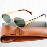 Vintage Ovale Zonnebril met Groene Glazen voor Tijdloze Look